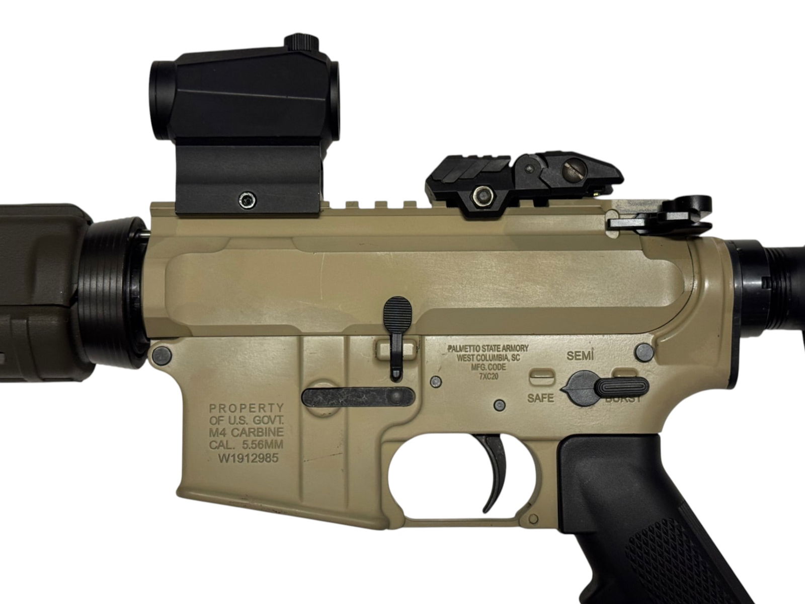 Excellent PSA Property of US Govt. M4 Carbine 5.56mm NATO Semi-Automatic Tan Rifle w/ Optic - 4