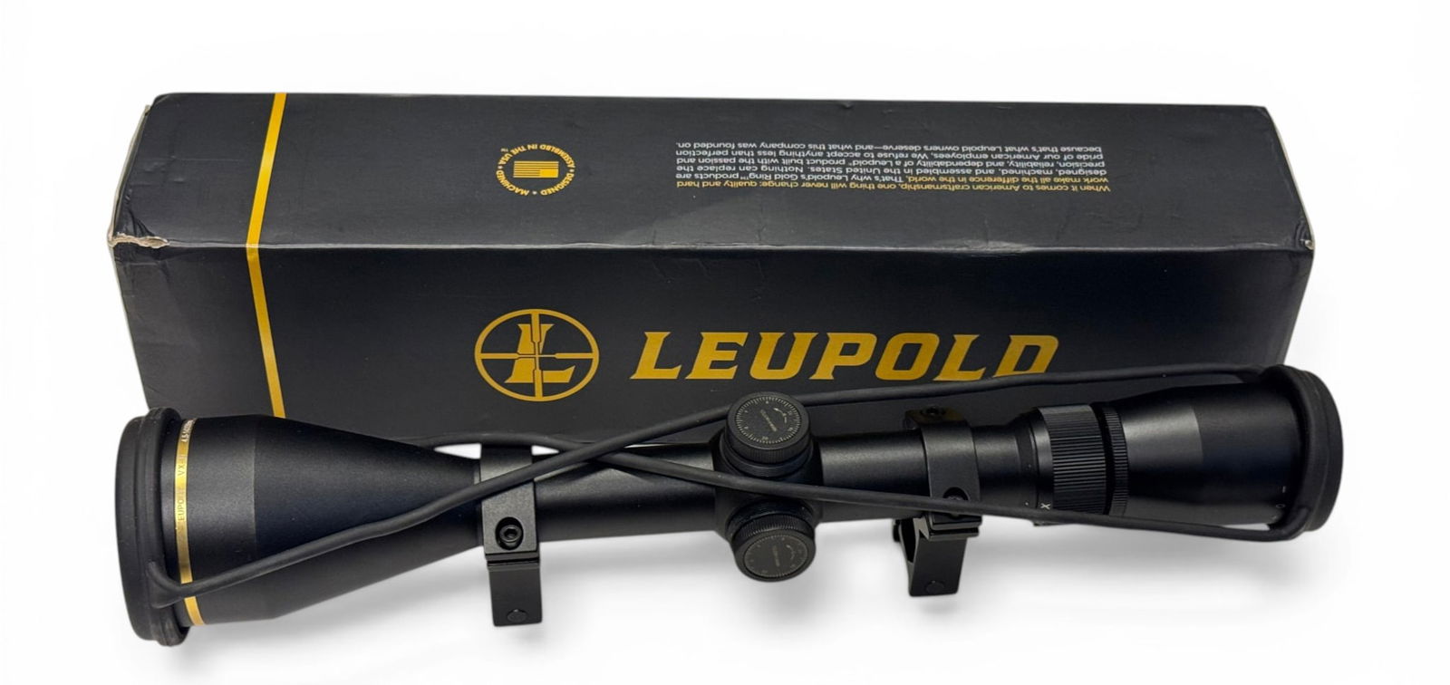 Leupold VX-3i 4.5-14x50mm Matt-1in. Duplex Reticle #170708 Scope in Box w/ Ring Mounts: Excellent & authentic factory Leupold Scope comes in original box with rubber lens covers, manuals, lens cleaning cloth, and Allen wrench tool. Comes with rings already attached. No turret covers.