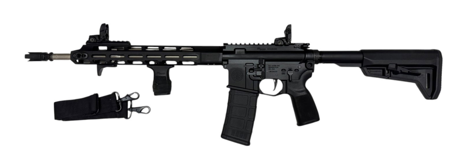 Excellent SIG SAUER M400-TREAD V2 5.56mm Semi-Automatic AR-15 Rifle: S#: 20L246151 | 16”, 1/8” Twist Stainless Steel Barrel w/ 3-Prong Flash hider and has a mid-length gas system | SIG Matchlite Duo 2-Stage Trigger | 13.25” Handguard | Comes with a