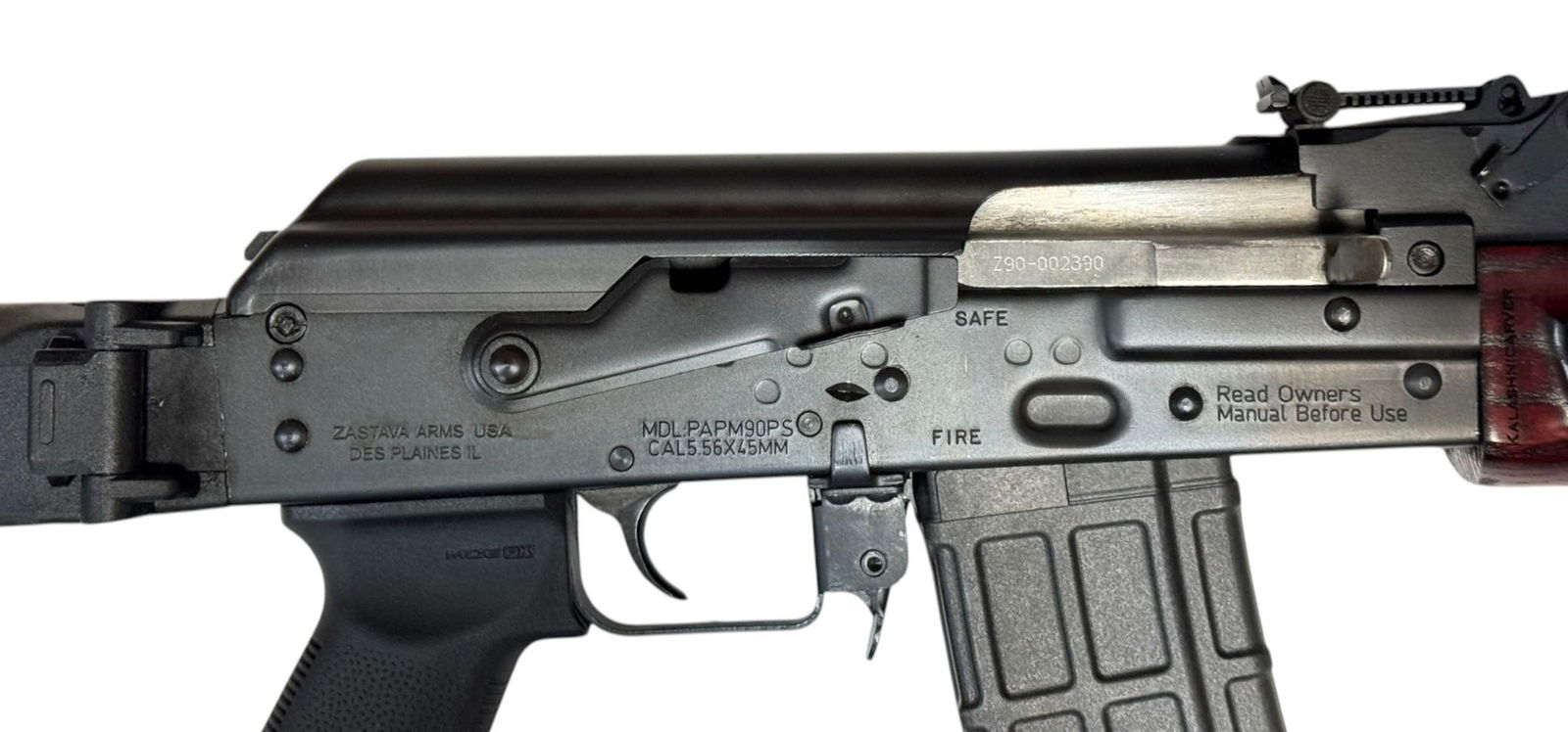 Excellent Zastava PAP M90-PS 5.56mm NATO Semi-Automatic AK Rifle w/ Red Wood & Folding Stock - 11