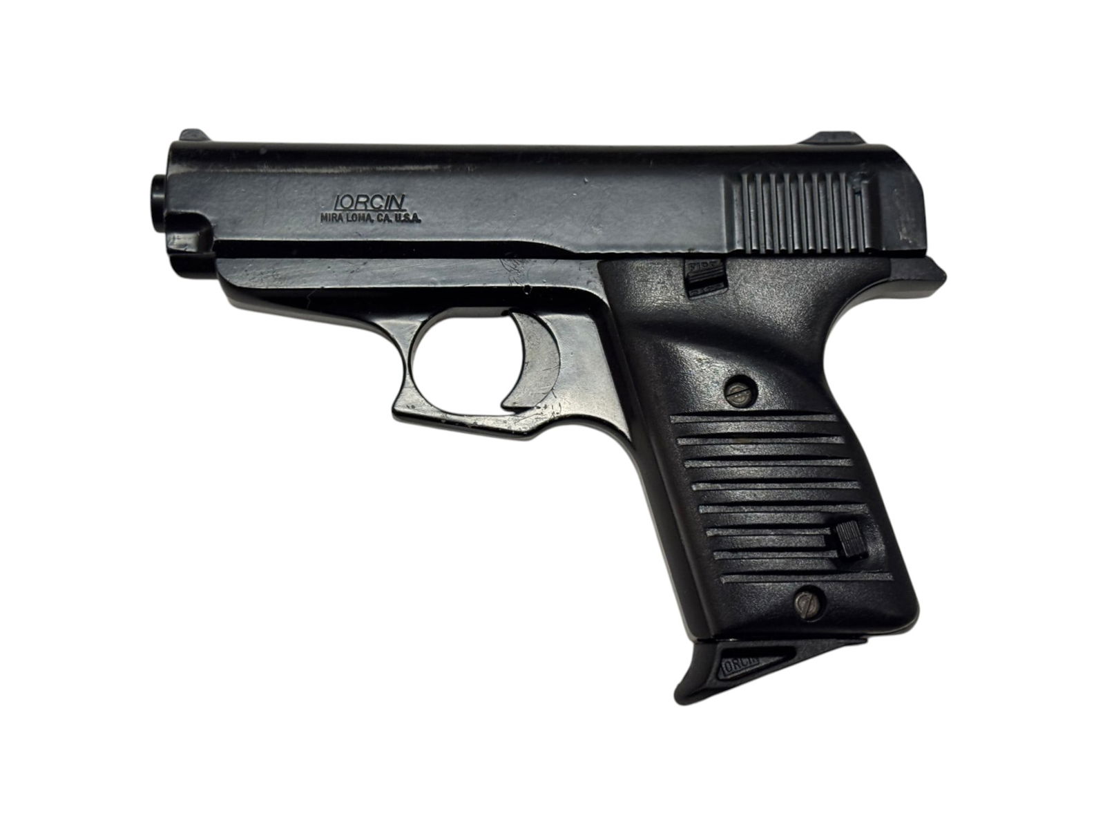 Lorcin Model L380 Semi-Automatic .380 ACP Pistol: S#: 201750 | Comes with (1) Magazine |||| CONDITION: Very good. 95% original black finish with minor wear and light usage. Mechanically functions. Bore is excellent. 