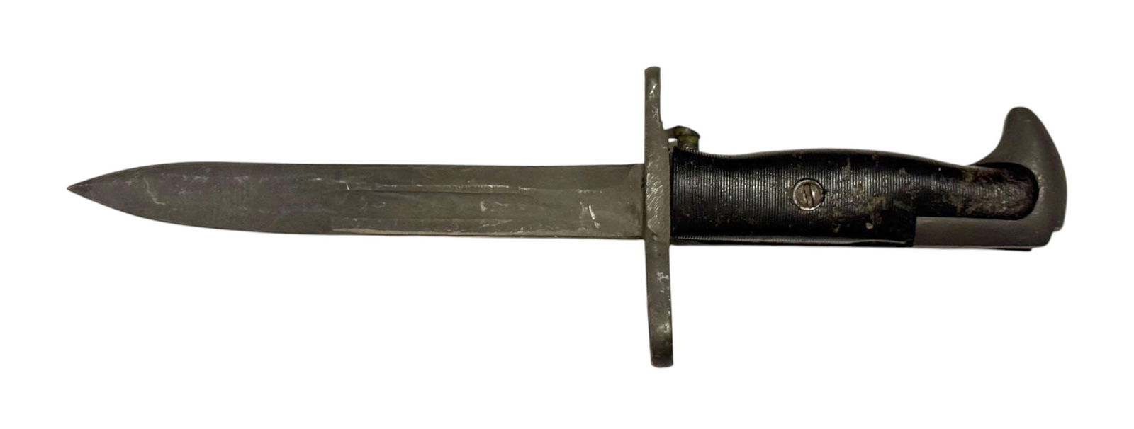 M1 Garand 6.5” Bayonet: This is a M1 Garand Bayonet that has been cut down to fight knife length of 6.5”. Overall length is 11.25”. No markings. Push button works. Doesn’t come with a scabbard.