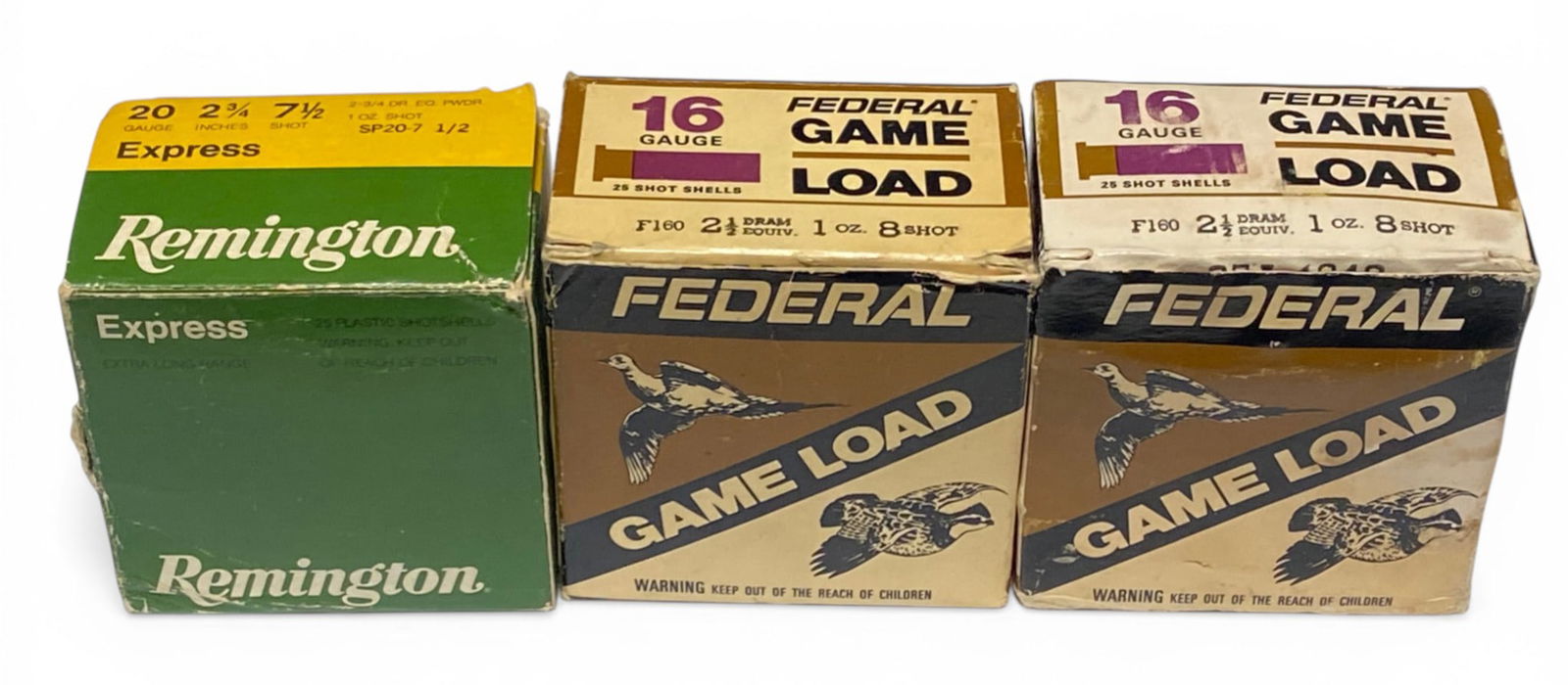 NIB 72rds. Of Various 16 GA. And 20 GA. Shotgun Ammunition: 50rds. Of 16 GA. 2-3/4" 8-shot Federal Game Load and 22rds. Of 20 GA. 2-3/4" 7.5 shot Remington Express