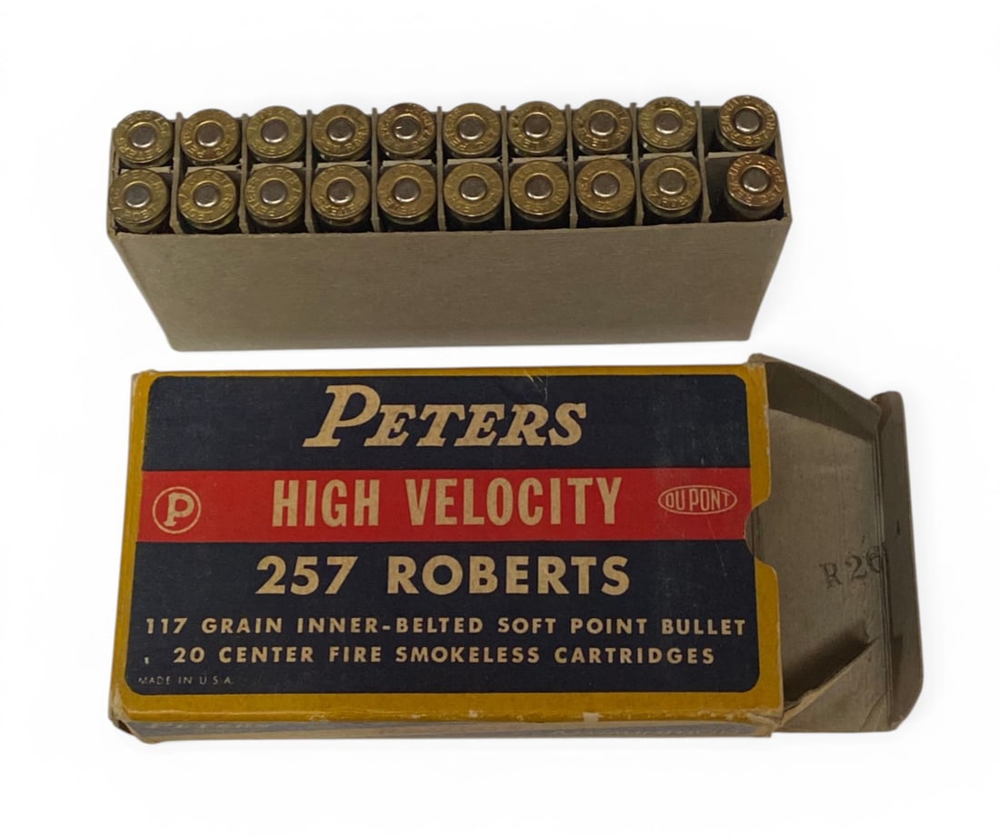 NIB 20rds. of Vintage Collectible .257 ROBERTS 117gr. SP High Velocity Peters Ammunition - 2