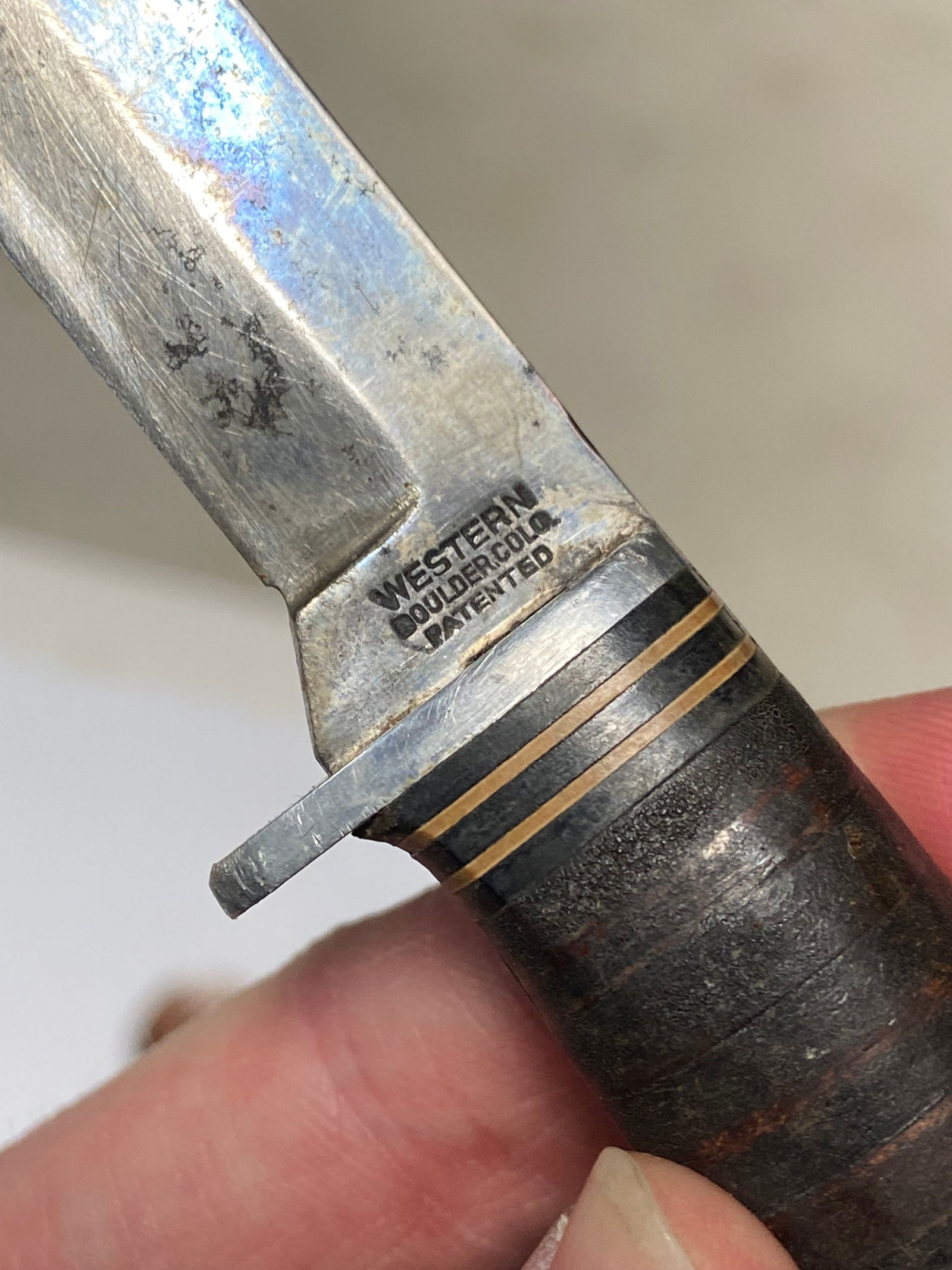 Western Boulder COLG Patent Fixed Blade Knife in Leather Sheathe - 2