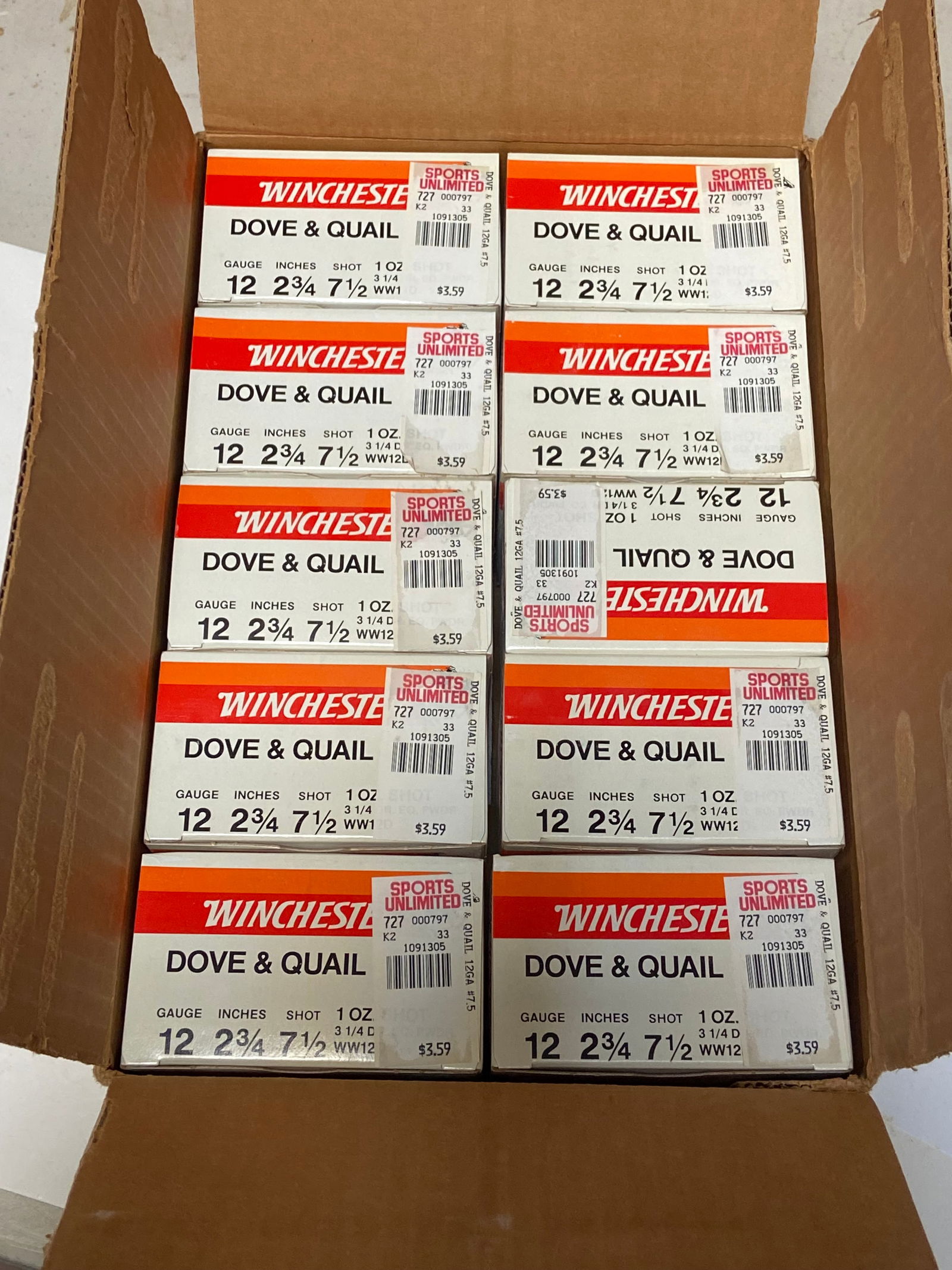 NIB 250rds. Of 12 GA. 2-3/4" 7.5-Shot Winchester Dove and Quail Shotgun Ammunition: See photo(s) 