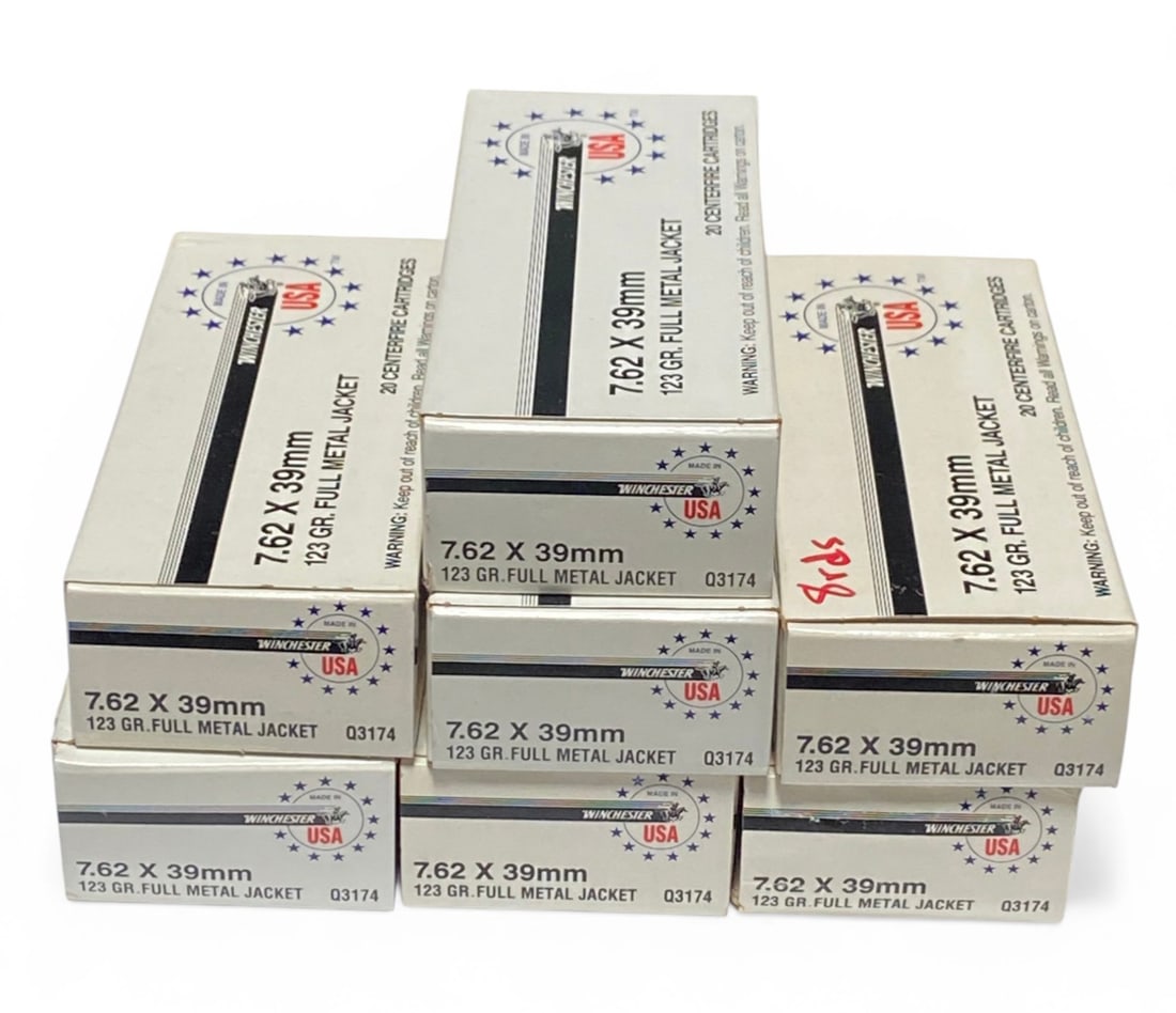 128rds. Of 7.62x39 123gr. FMJ Brass Case Winchester Ammunition: See photo(s) 