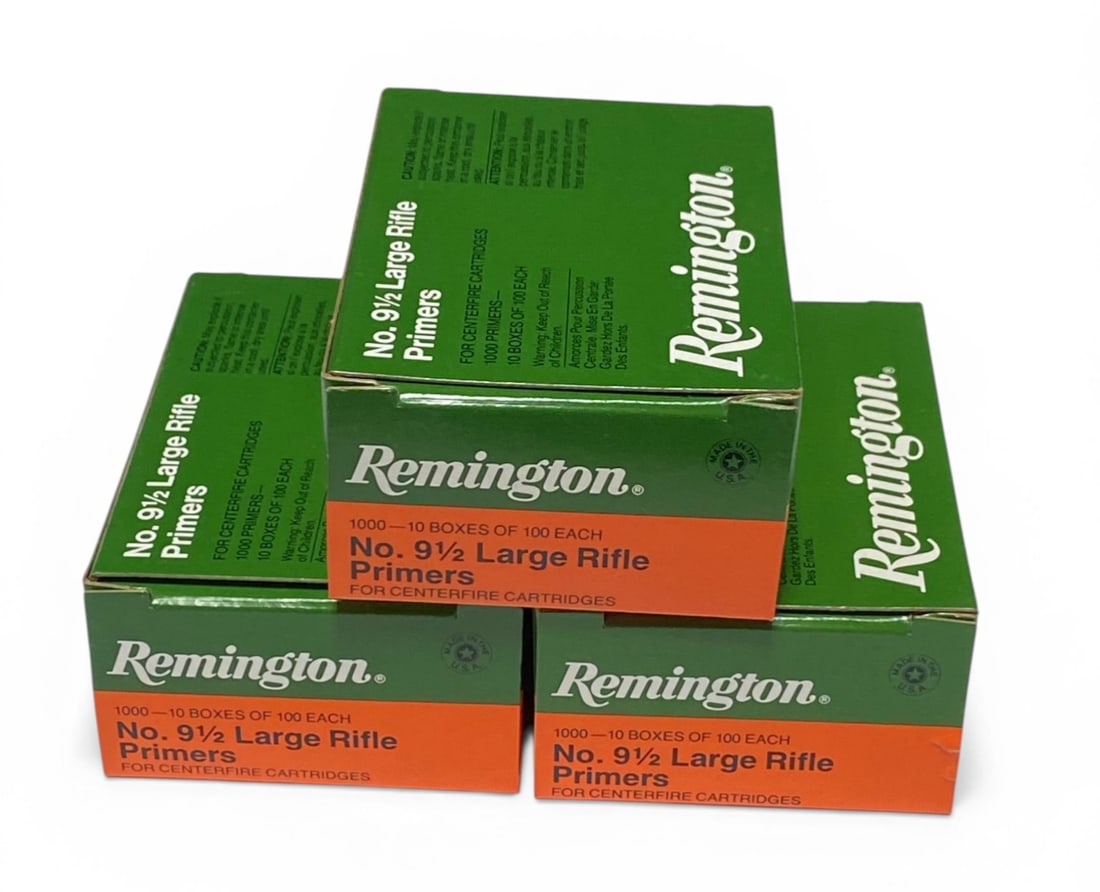 NIB (3000) No. 9-1/2 Remington Large Rifle Primers for Reloading: New in box Primers, have been stored in climate controlled enviroment away from moisture and are in excellent ready to use condition! 
