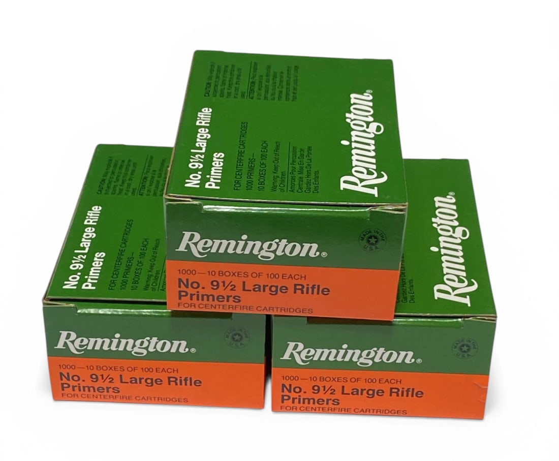 NIB (3000) No. 9-1/2 Remington Large Rifle Primers for Reloading: New in box Primers, have been stored in climate controlled enviroment away from moisture and are in excellent ready to use condition! 