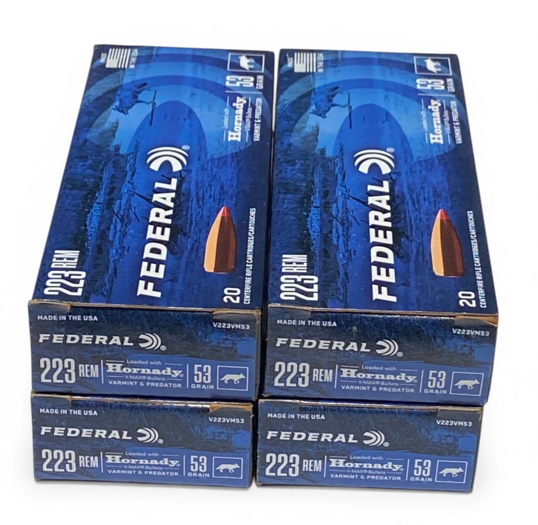 NIB 80rds. Of .223 REMINGTON 53gr. VMAX Federal Ammunition: See photo(s) 
