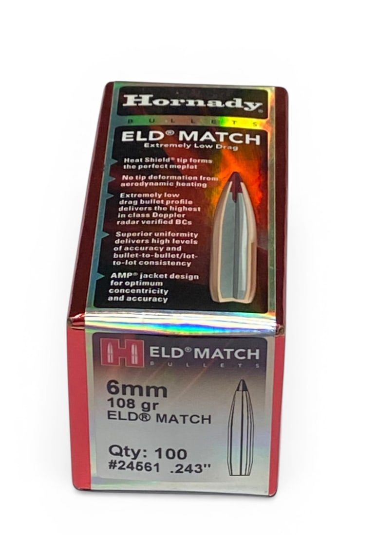 100 Qty. 6mm 108gr. ELD Match Hornady Bullets for Reloading: See photo(s) 