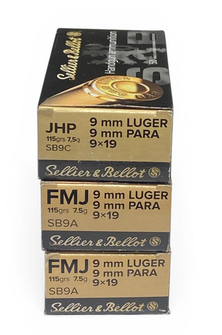 NIB 150rds. Of 9mm Luger 115gr. FMJ Sellier & Bellot Ammunition: See photo(s)