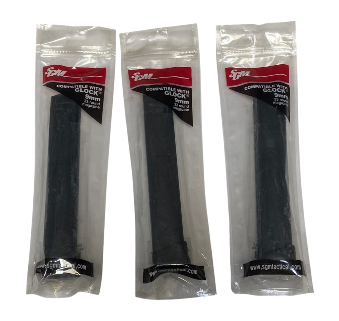 (3) NIB SGM Tactical Glock 9mm 33rd. Magazines: See photo(s)