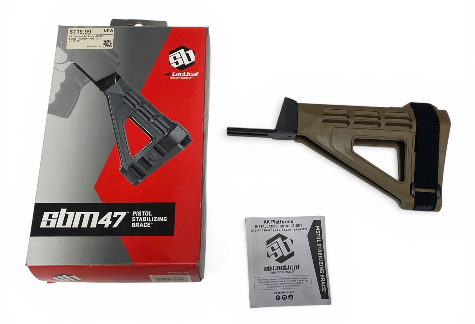 NIB SB Tactical SBM47 Pistol Stabilizing Brace for AK47 Platform: See photo(s) 