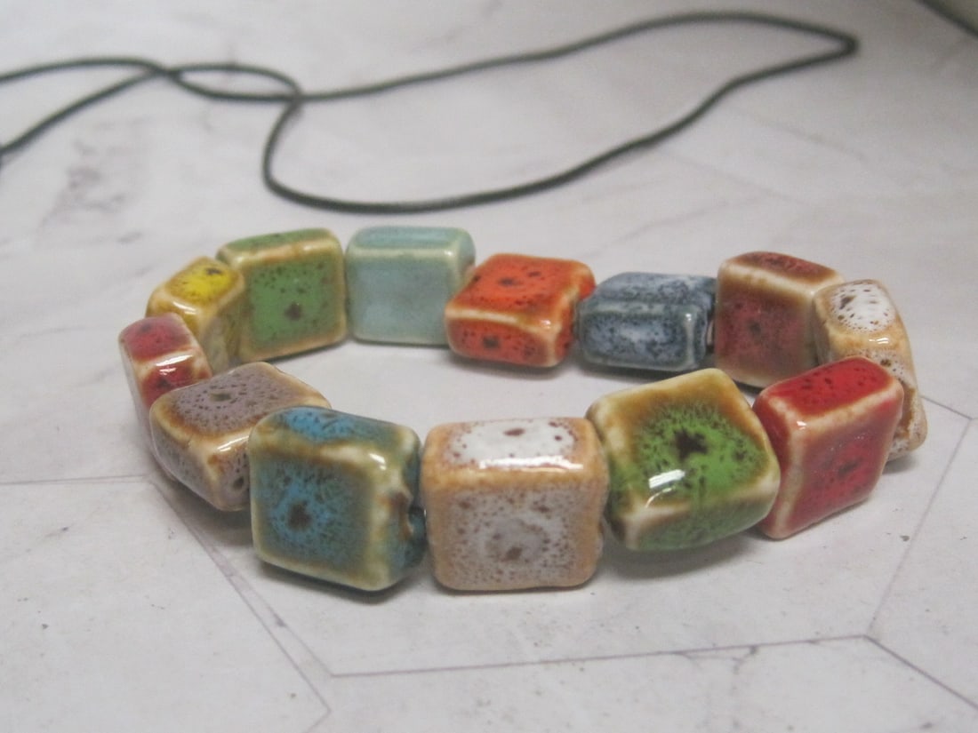 Bohemian Leaf & Hearts Bead Lariat Necklace & Cubic Beads Bracelet - 3