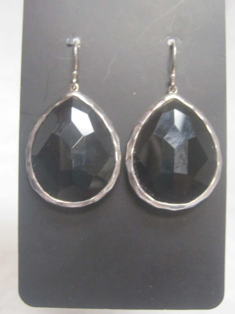 Ippolita Sterling Silver Teardrop Black Onyx Earrings: .