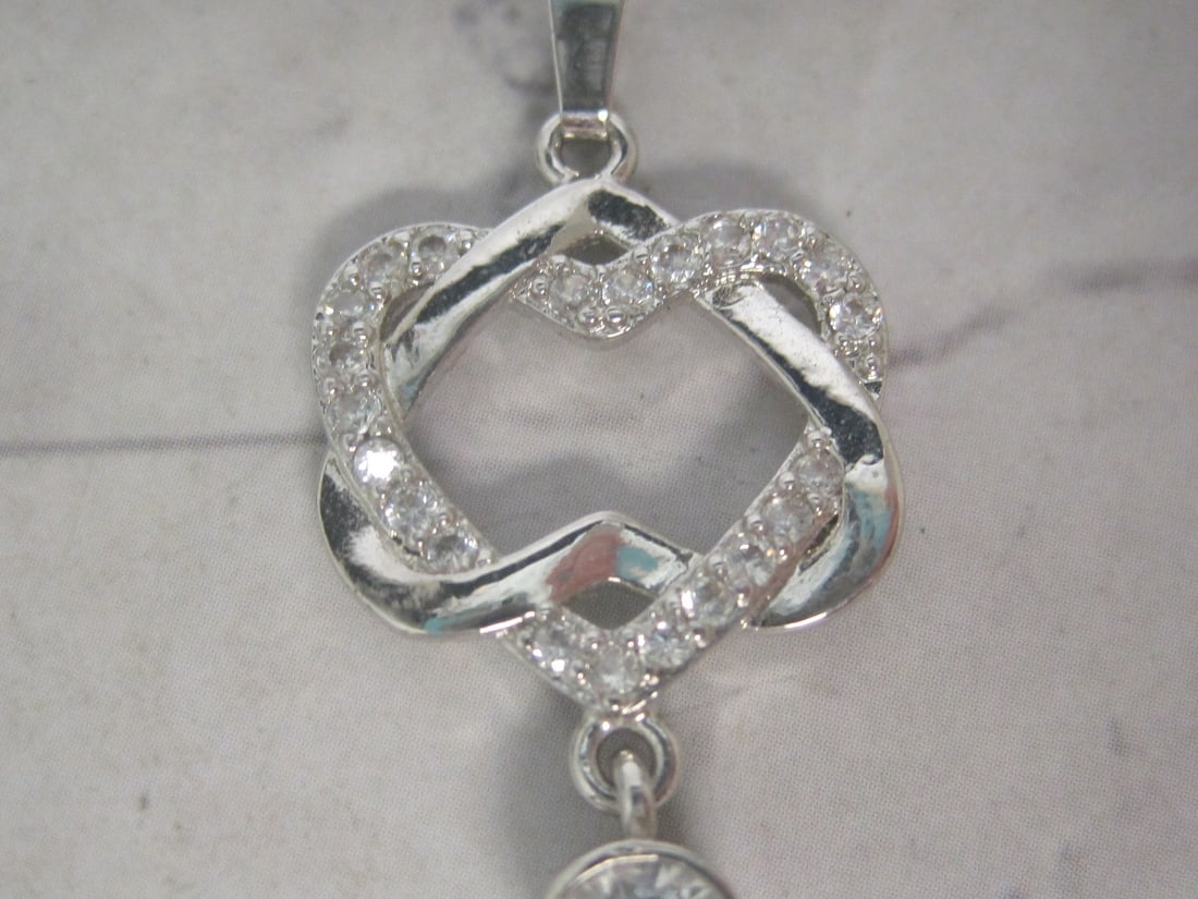 Sterling Silver CZ Heart Pendant - 2
