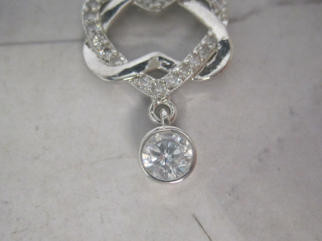 Sterling Silver CZ Heart Pendant - 3