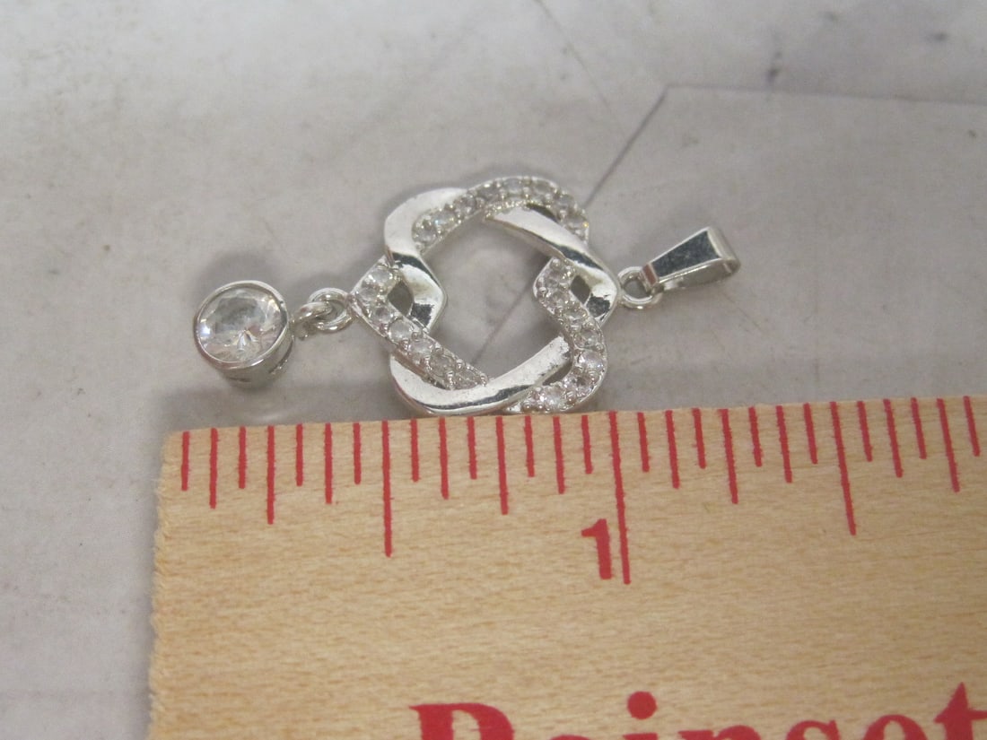 Sterling Silver CZ Heart Pendant - 4