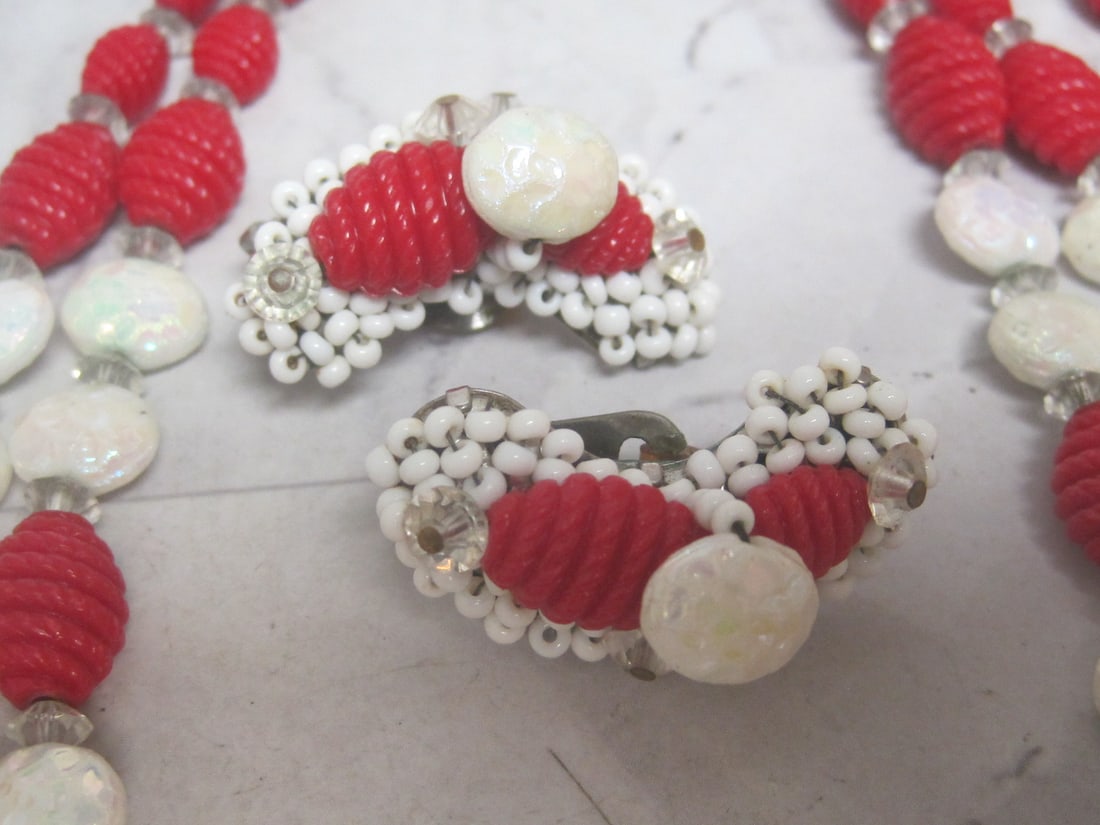 3 Piece Vintage Hobe Necklace, Bracelet, & Clip Earrings Set - 5