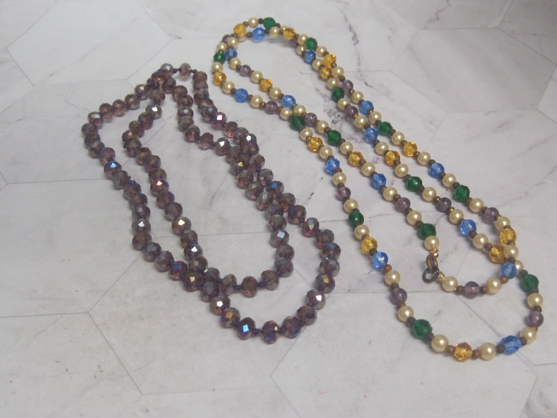 Lot of 2 Long Strand Beaded Necklaces (1 of 3)