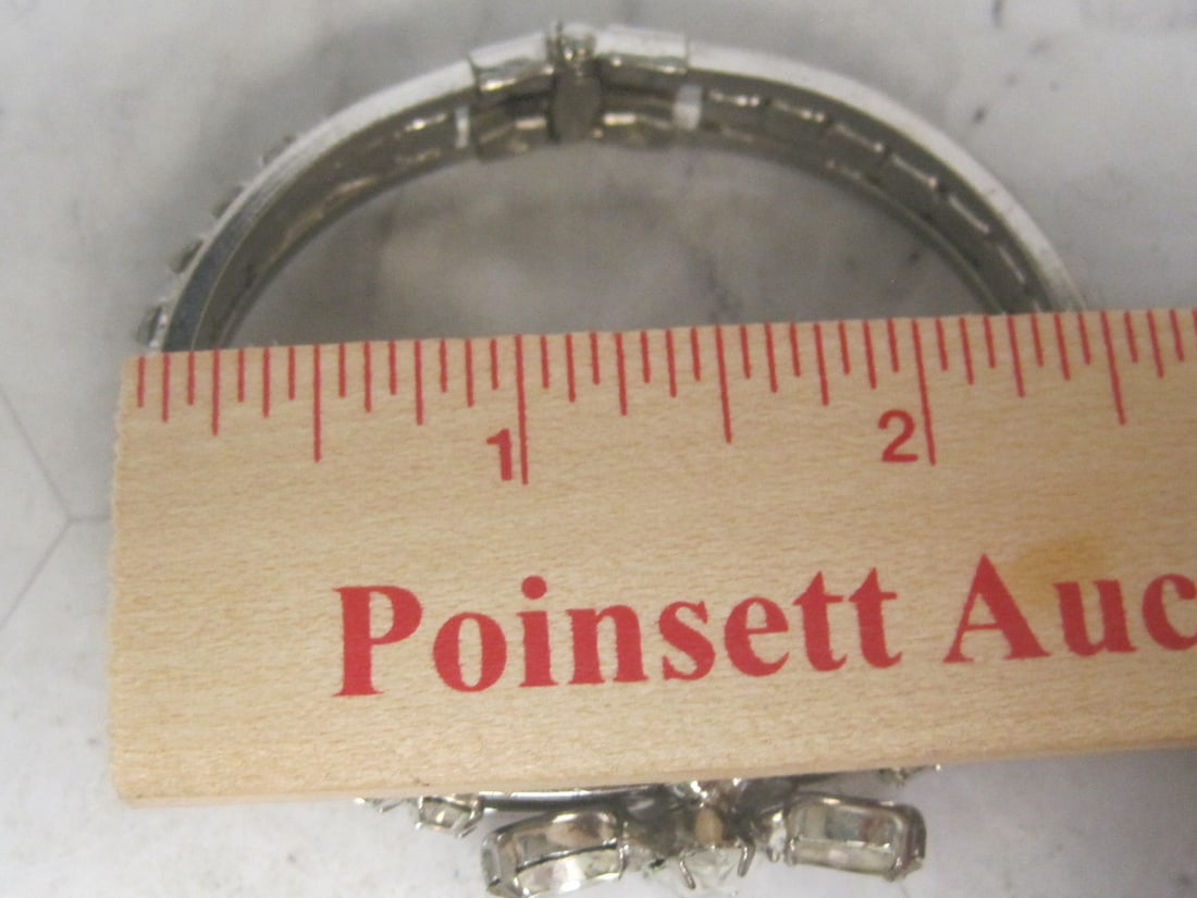 Vintage Rhinestone Hinged Cuff Bracelet - 5