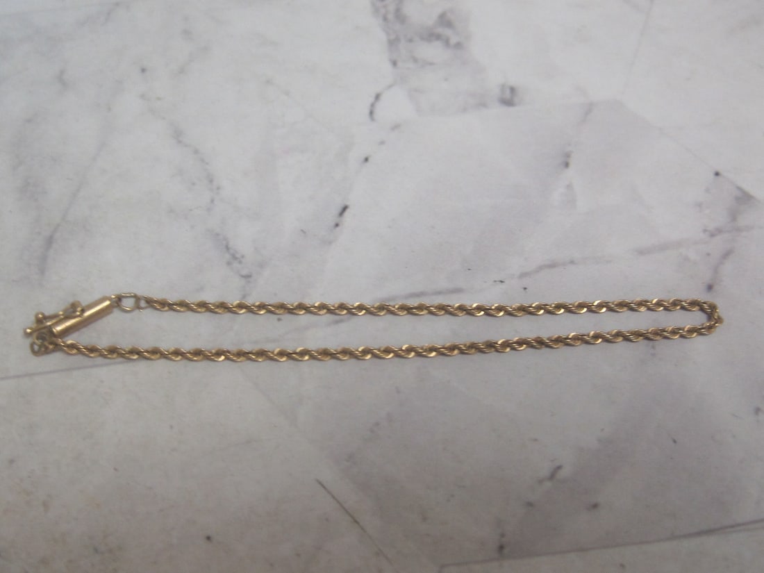7" 14k Gold Rope Bracelet: Weighs 1.4 grams 