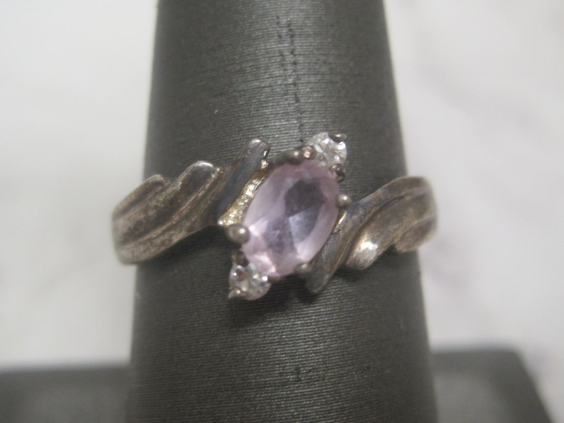 Sterling Silver Ring with Purple & CZ Stones (1 of 4)
