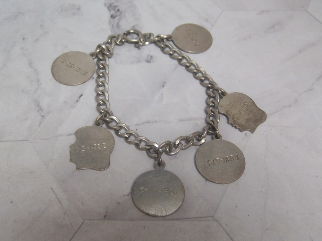 7" Sterling Silver Antique Charm Bracelet (1 of 4)