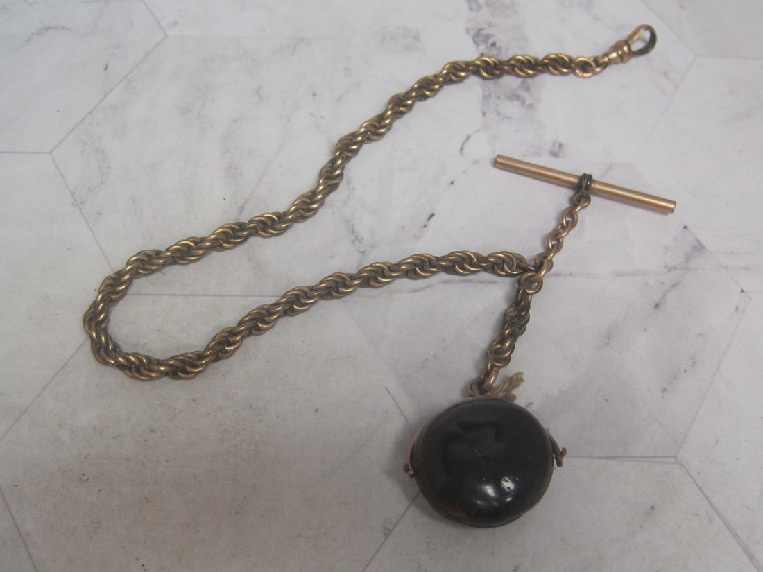 Antique Goldfilled Pocketwatch Chain & Fob: .