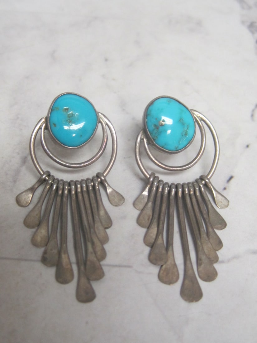 Sterling Silver Turquoise Native American Pierced Earrings (1 of 3)