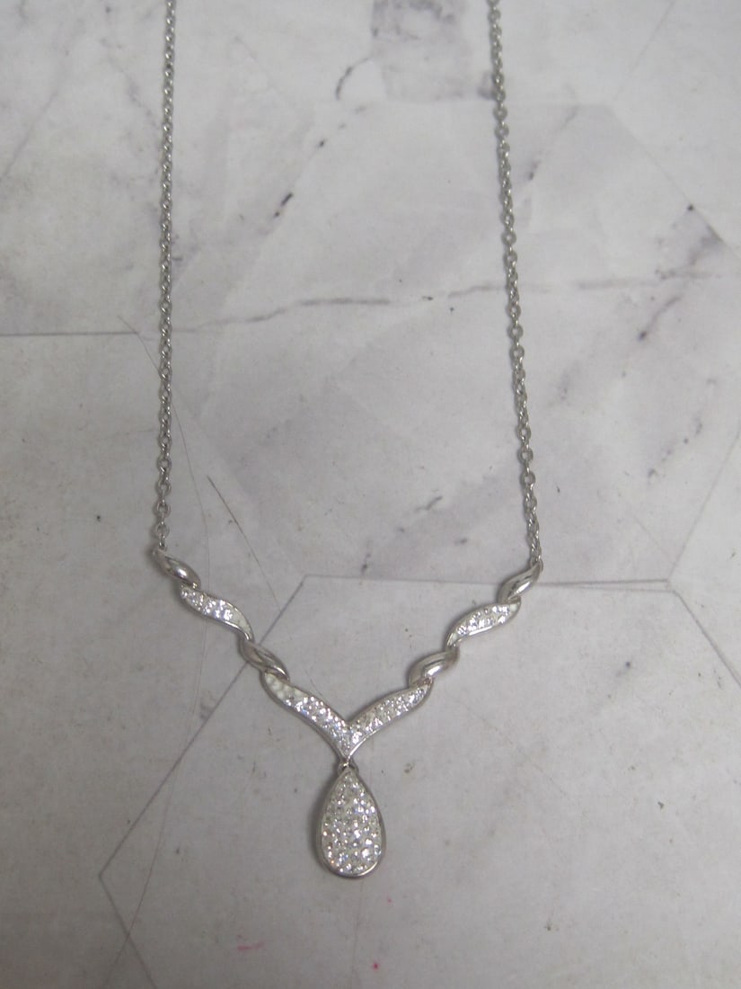 16" Sterling Silver Crystal Necklace (1 of 7)