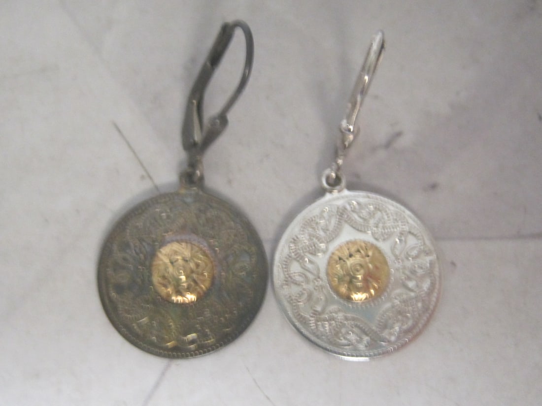 Sterling Silver Celtic Warrior/Shield Earrings: Weighs 4.2 grams, 1 Needs polishing 