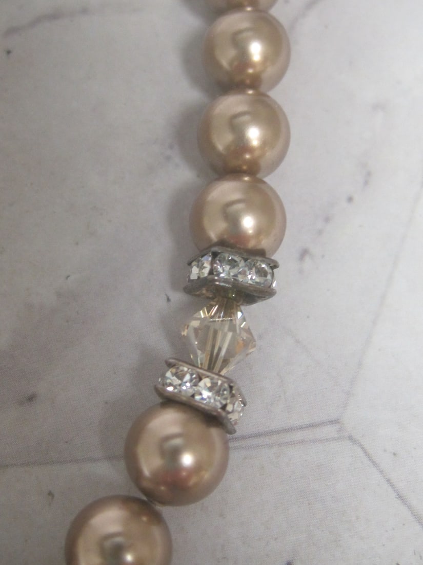 Faux Pearl Necklace with Crystal Pen & Spacers - 3