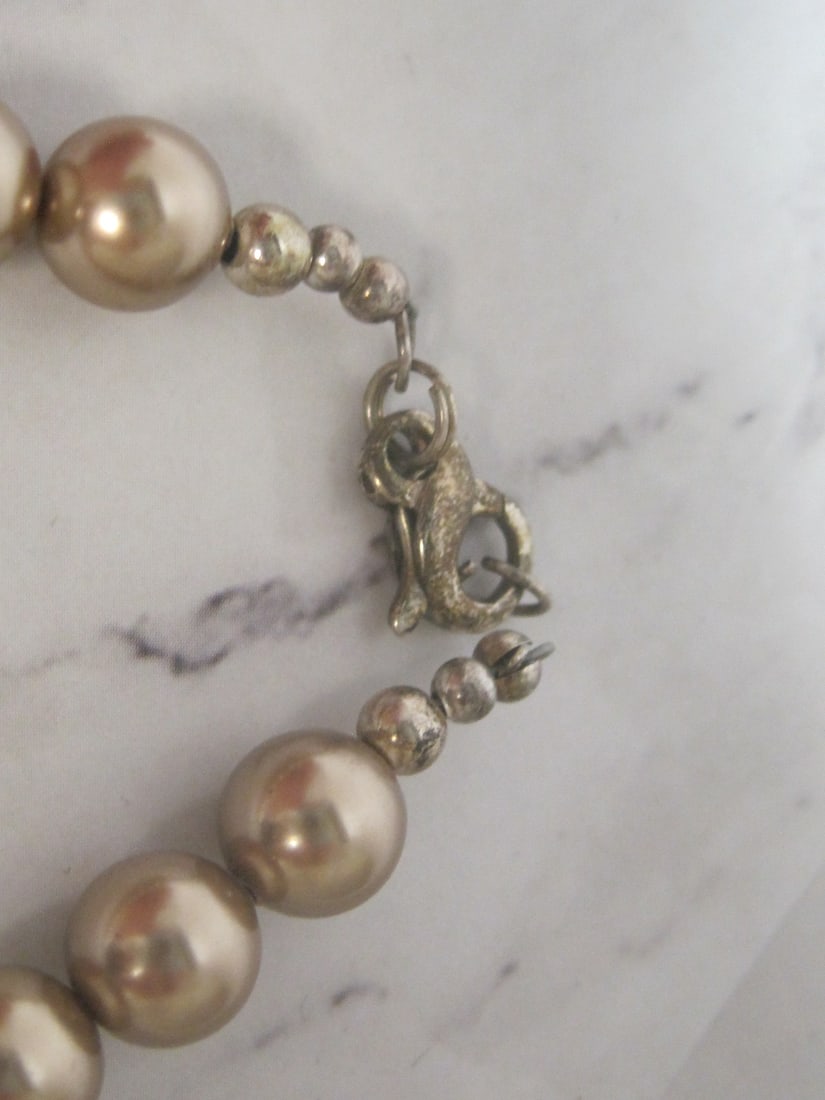 Faux Pearl Necklace with Crystal Pen & Spacers - 4