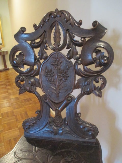 Antique 18th Century Intricately Carved German Black Forest Musical Chair - 3