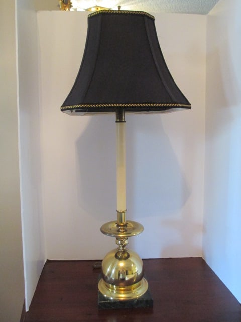 Brass Candle Stick Lamp with Marble Base: 32 1/2"h, Local Pickup Only 