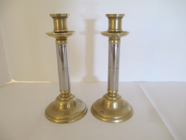 Pair of 2 Tone Brass Candle Sticks (1 of 6)