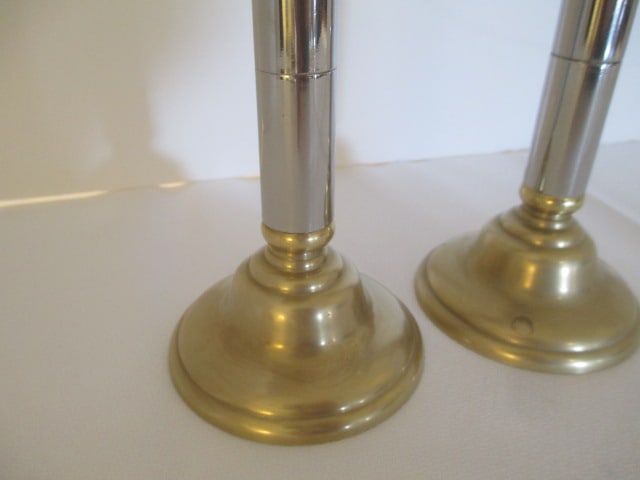 Pair of 2 Tone Brass Candle Sticks - 3