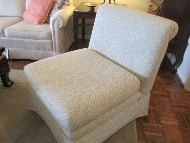 Professionally Tailored Rolled Back Slipper Chair with Matching Accent Pillows - 4
