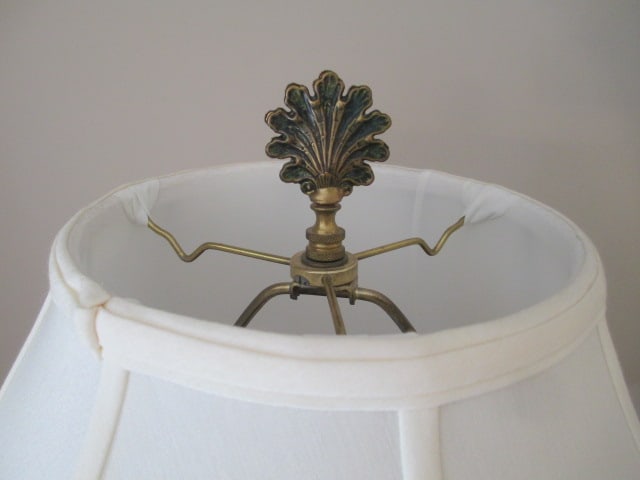 Amber Floral Design Puffy Glass Table Lamp - 5