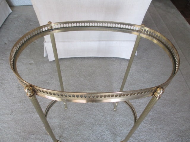 Oblong 2 Tier Brass/Glass Accent Table - 2