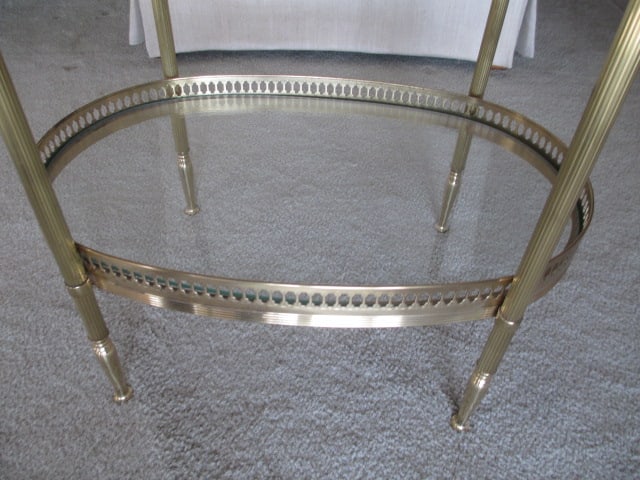 Oblong 2 Tier Brass/Glass Accent Table - 3