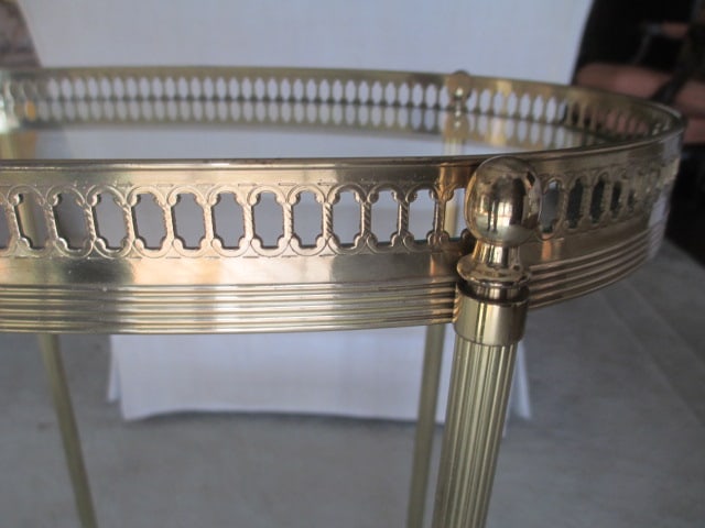 Oblong 2 Tier Brass/Glass Accent Table - 4