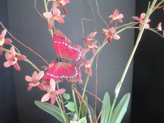 Crystal Centerpiece Bowl with Beautiful Silk Orchid Arrangement - 6