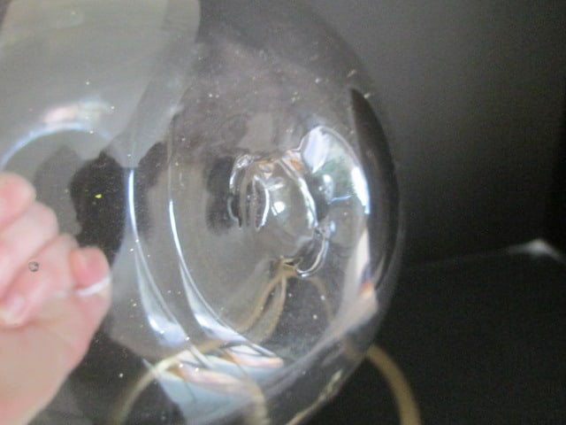 Hand Blown Rose Bowl in Ornate Brass Dragon Tripod Stand - 3