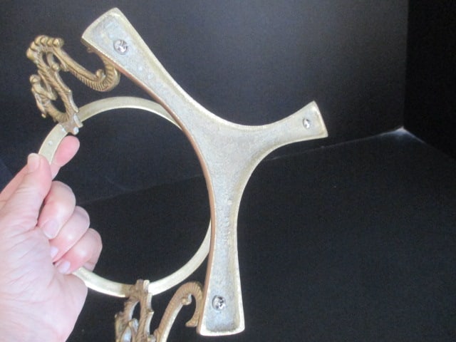 Hand Blown Rose Bowl in Ornate Brass Dragon Tripod Stand - 5