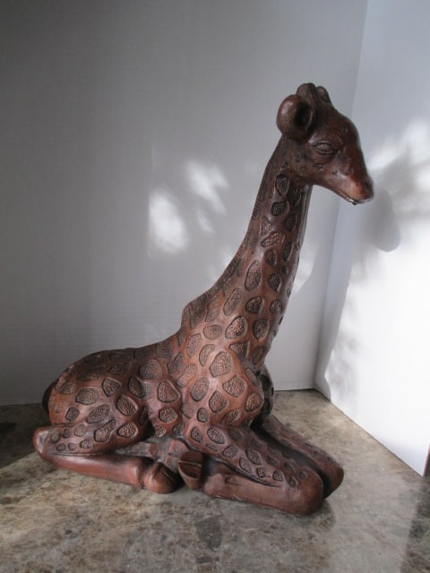 Heavy Sitting Giraffe Statue: 17 1/2"h, appears to be plaster, Local Pickup Only 