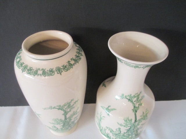 K's Collection Green Toile-Style Transferware Vases - 2