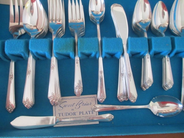 67 Pieces of Oneida Plate Tudor Plate "Sweet Briar" Flatware and Serving Pieces in Reed&Barton - 9